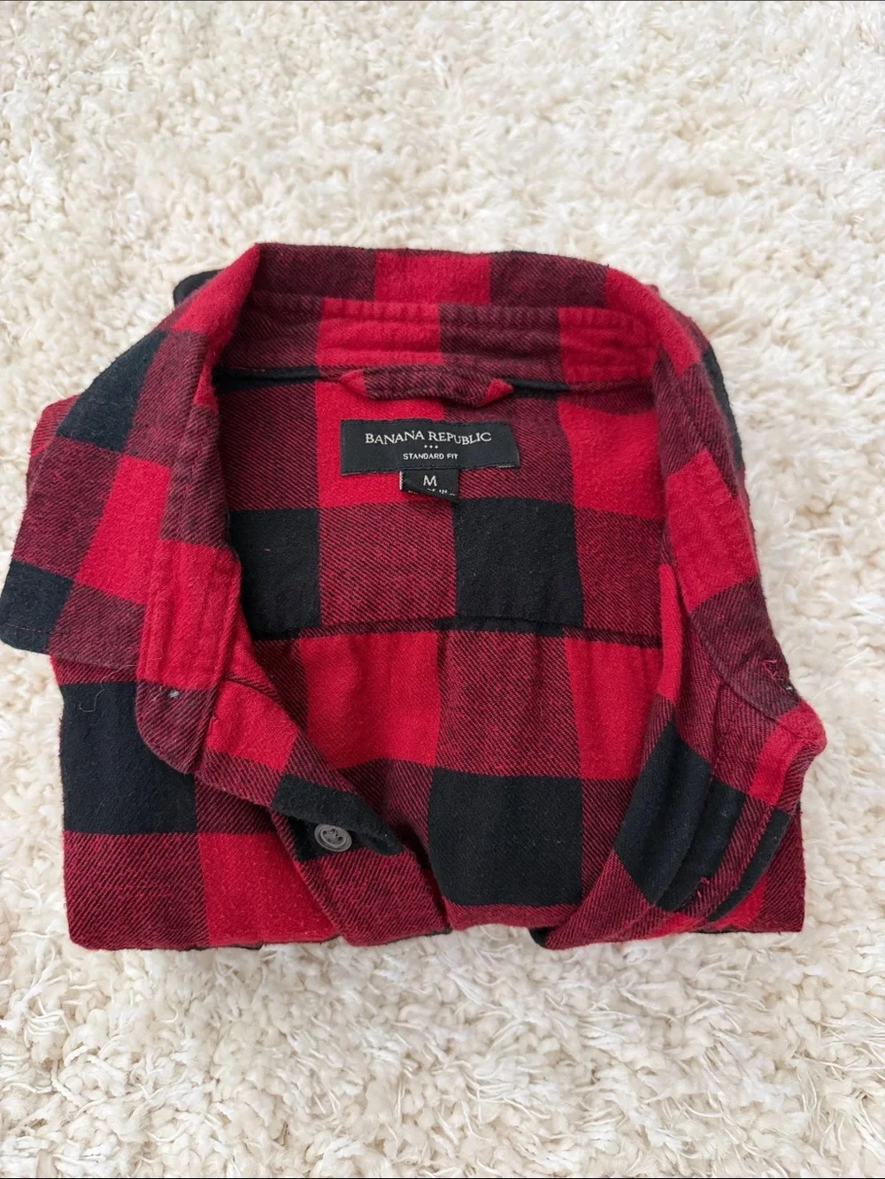 Banana Republic Red and Black Buffalo Plaid Button-Down Shirt